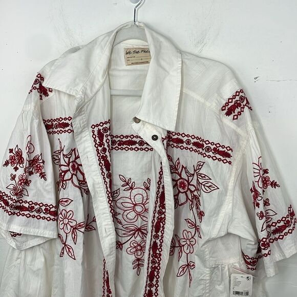 We the Free  Spring Refresh Top In White Embroidered size Large - Picture 2 of 16
